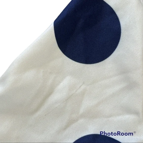 ELFIN White And Blue Polka Dot 50s Style Long Sleeve Midi Pin Up Bow Dress - Picture 6 of 9